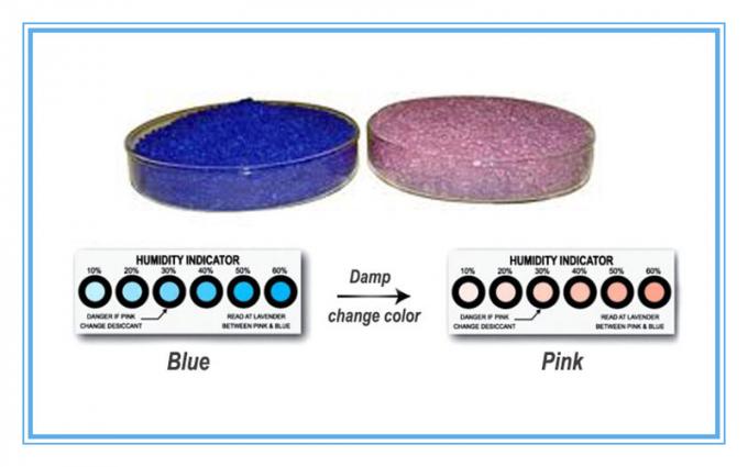 L'indicatore di colore del gel di silice dell'assorbitore dell'umidità, gel blu del silicone borda il diseccante